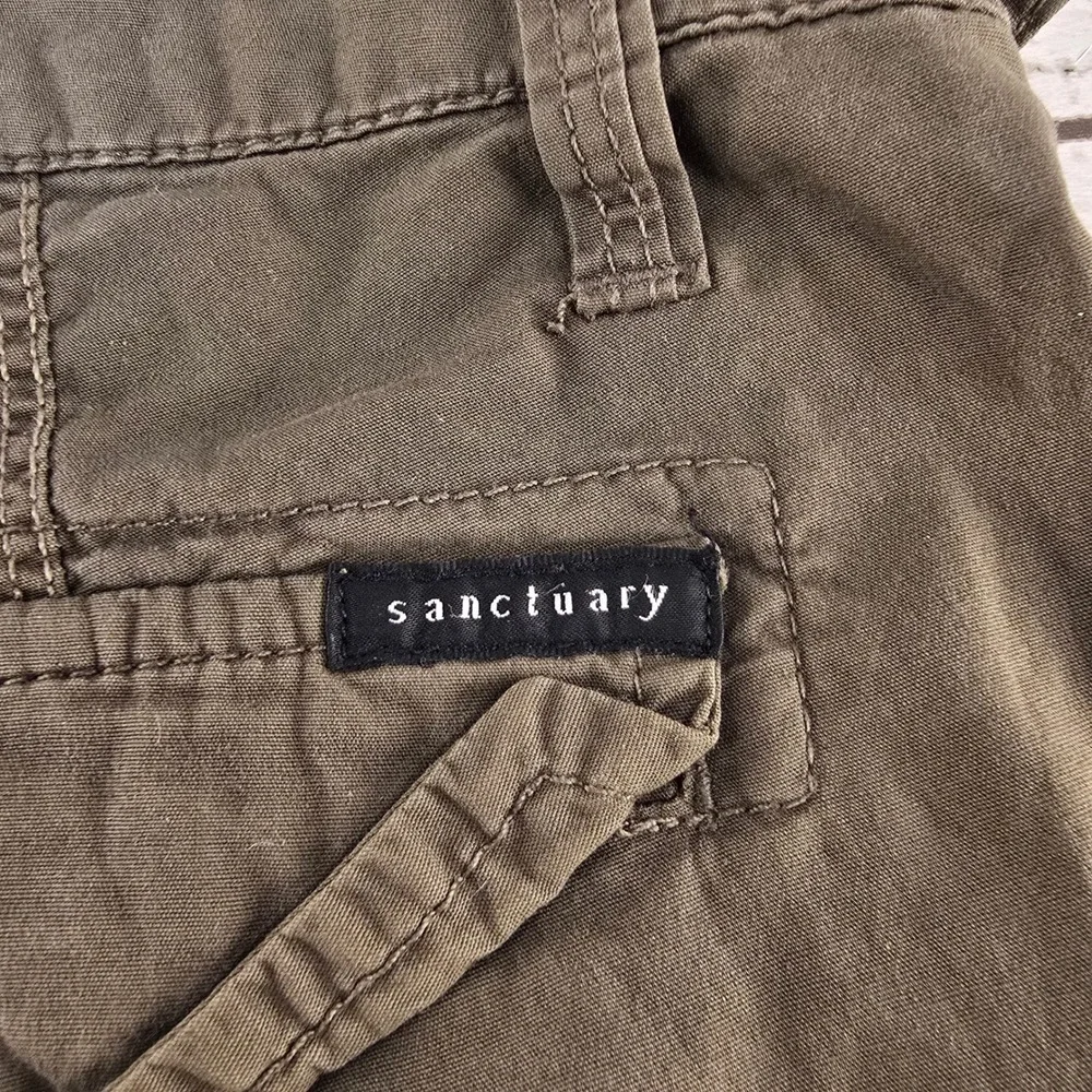 Sanctuary Womens Olive Green Cargo Shorts Cuffed Utility Size 28